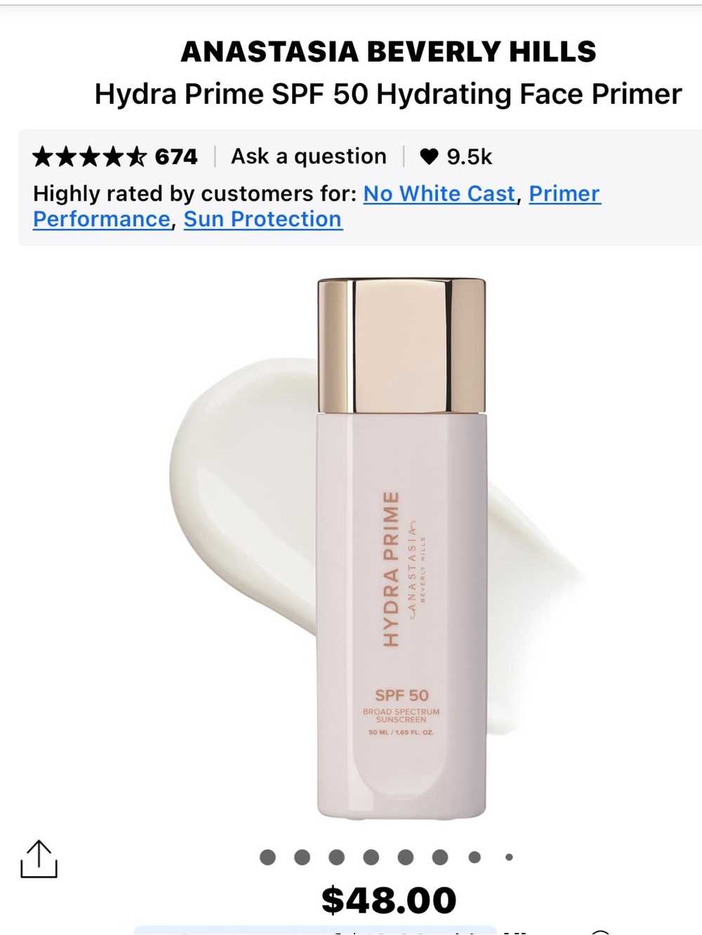 Anastasia Beverly Hills Hydra Prime SPF 50 Hydrating Face Primer